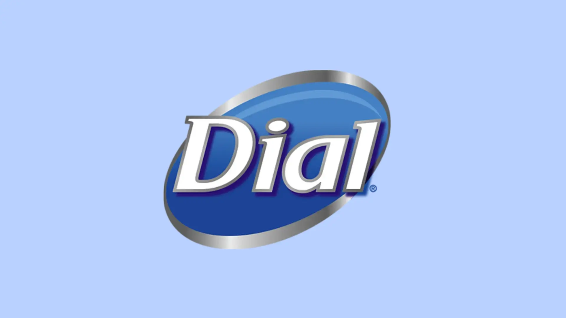 Το μπλε, λευκό και ασημί λογότυπο της Dial σε ανοιχτό μπλε φόντο.