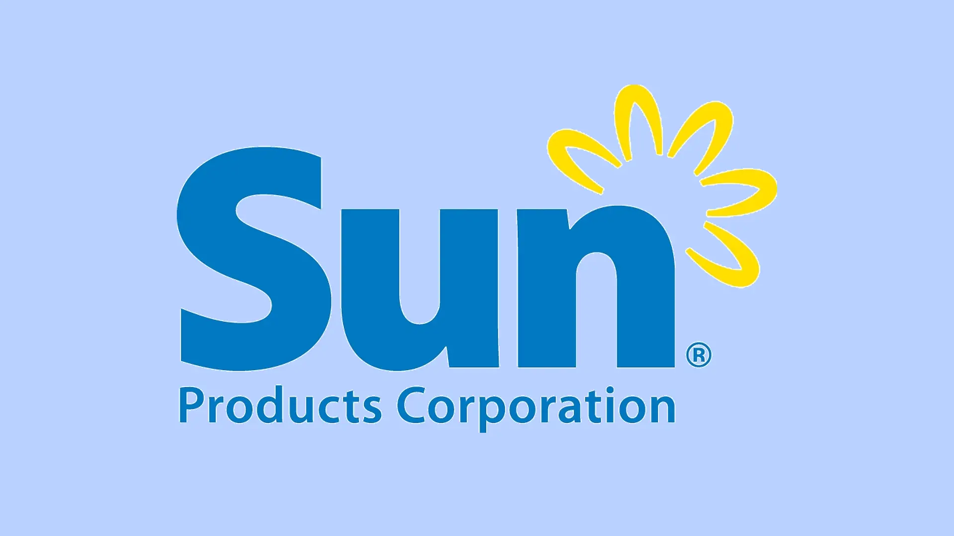 Το λογότυπο της Sun Products Corporation σε μπλε φόντο